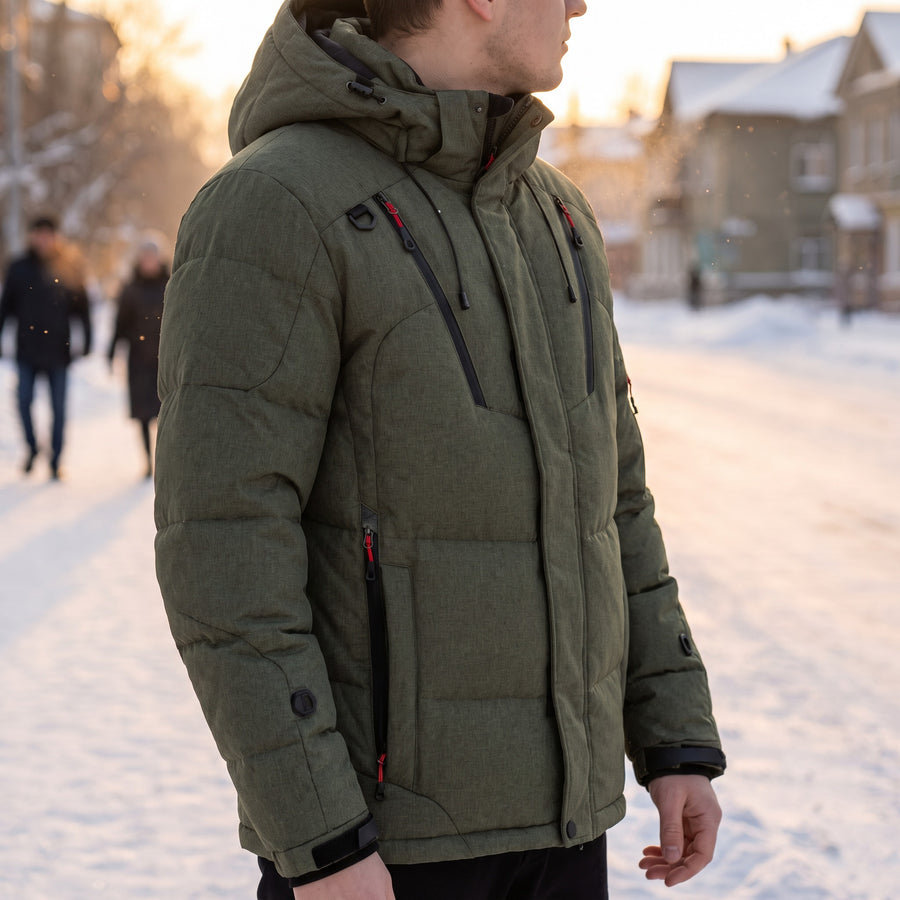 Men's Winter Down Jacket Goose Filled Water Repellent Windproof Coat, product photo 3