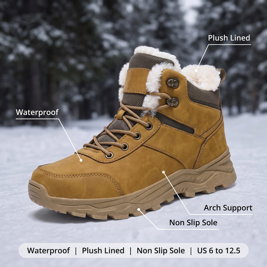 Men's Winter Hiking Boots Plush Lined Waterproof Snow Footwear, product photo 2