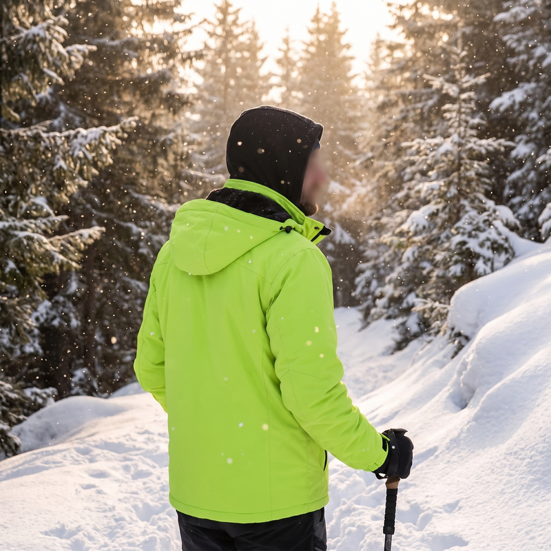 Men's Winter Hiking Jacket Waterproof Fleece Lined Trekking Coat shown in a styled home setting | Great Lakes Outdoor