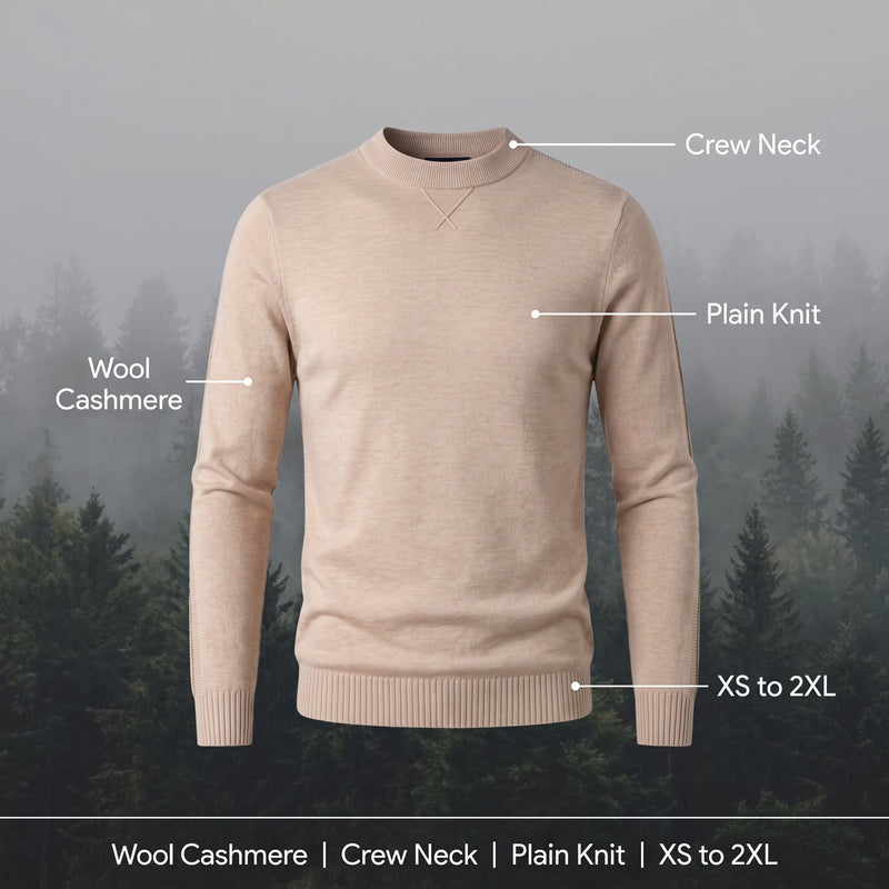 Men's Wool Cashmere Sweater Crew Neck Long Sleeve Knit Jumper, product photo 2