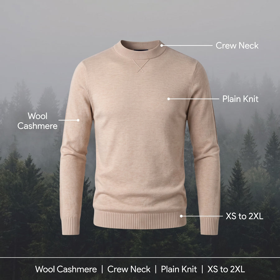 Men's Wool Cashmere Sweater Crew Neck Long Sleeve Knit Jumper, product photo 2