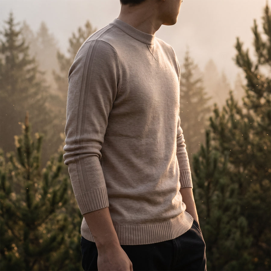 Men's Wool Cashmere Sweater Crew Neck Long Sleeve Knit Jumper, product photo 3