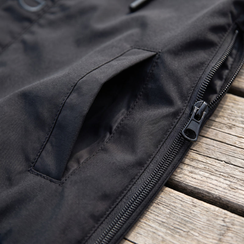 Men's Workwear Jacket Hooded Zip Front Pockets Black Coat, product photo 4