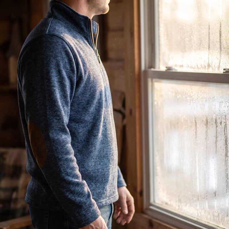 Men's Zip Knit Sweater Stand Collar Velvet Sleeve Warm Winter Jumper, product photo 3