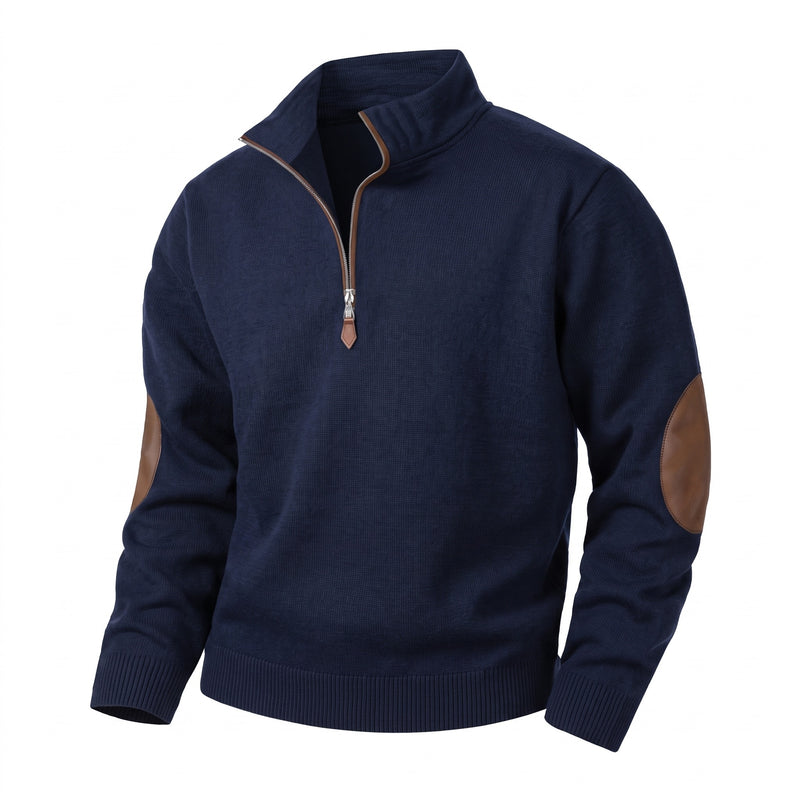 Men's Zip Knit Sweater Stand Collar Velvet Sleeve Warm Winter Jumper, product photo 6