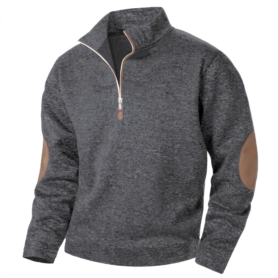 Men's Zip Knit Sweater Stand Collar Velvet Sleeve Warm Winter Jumper, product photo 7