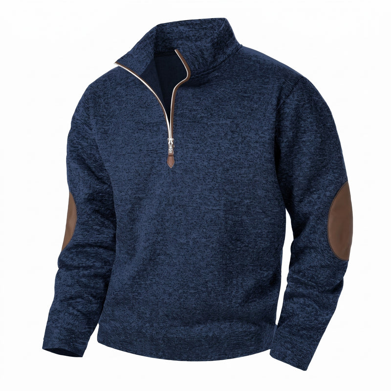 Men's Zip Knit Sweater Stand Collar Velvet Sleeve Warm Winter Jumper, product photo 8