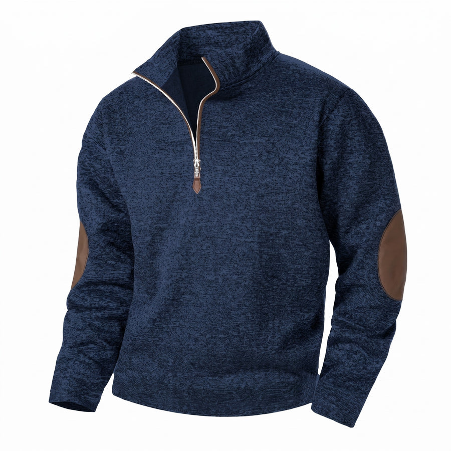 Men's Zip Knit Sweater Stand Collar Velvet Sleeve Warm Winter Jumper, product photo 8