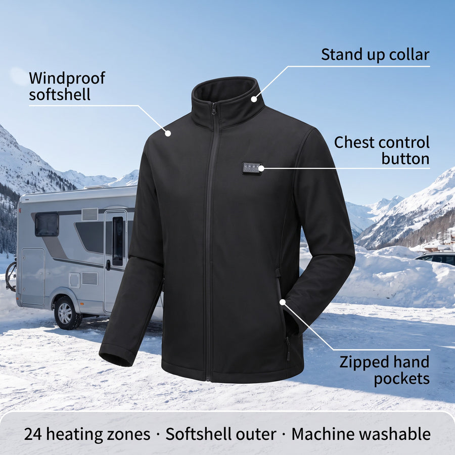 Men's Heated Jacket 24 Heating Zones Hooded Windproof Quilted Coat, product photo 2