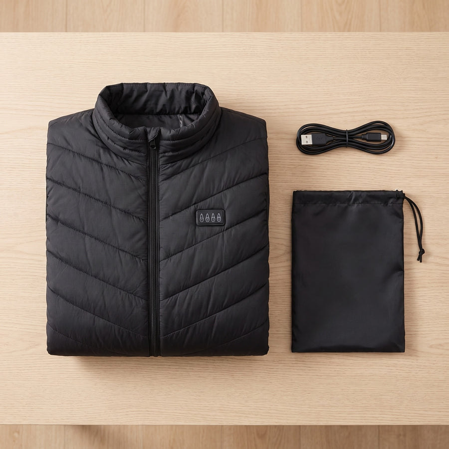 Men's USB Heated Vest 28 Heating Zones Quilted Winter Body Warmer, product photo 6