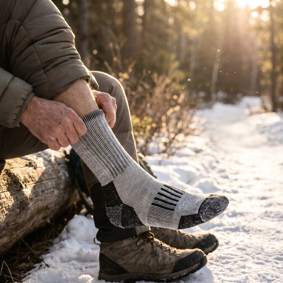 Merino Wool Hiking Socks Warm Odor Resistant Cushioned Calf Height, product photo 3