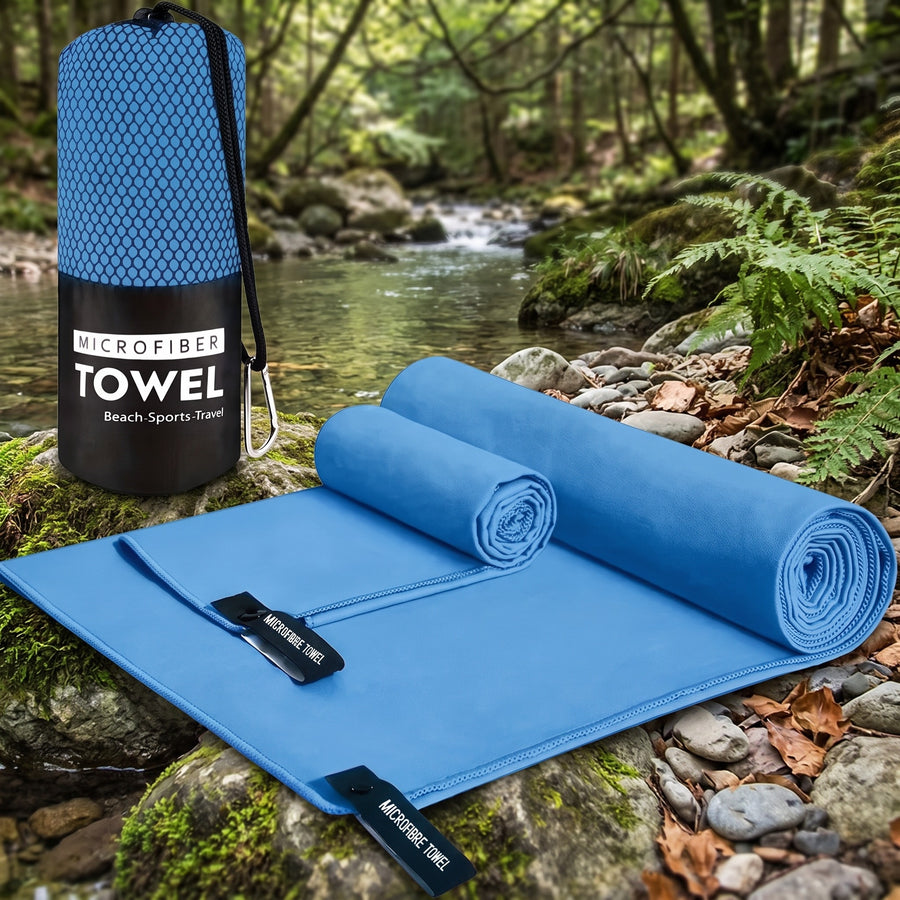 Microfiber Travel Towel Set 2 Piece Quick Dry Compact Beach Towels, product photo 3