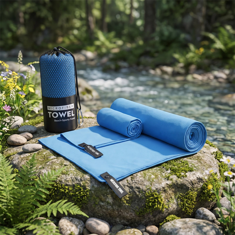 Microfiber Travel Towel Set 2 Piece Quick Dry Compact Beach Towels, product photo 4