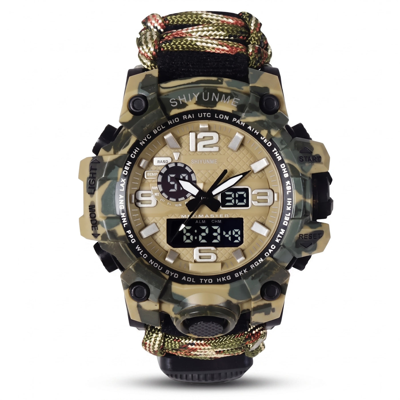 Military Hiking Watch Digital Compass Thermometer Paracord Band, product photo 1