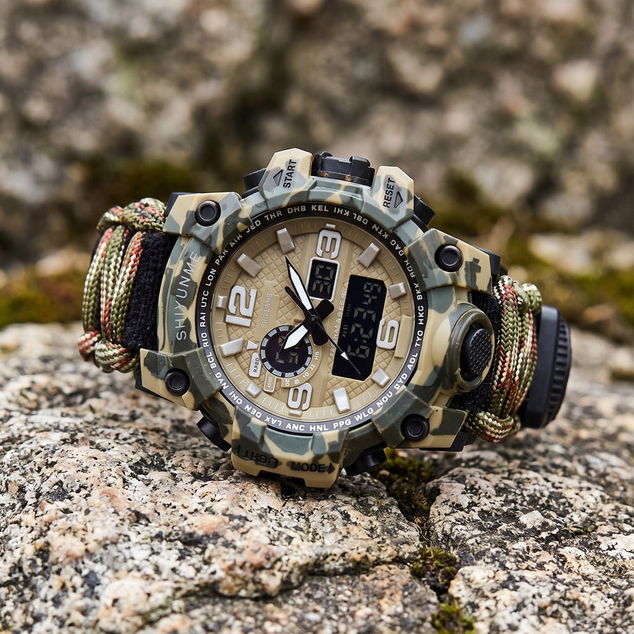 Military Hiking Watch Digital Compass Thermometer Paracord Band, product photo 4