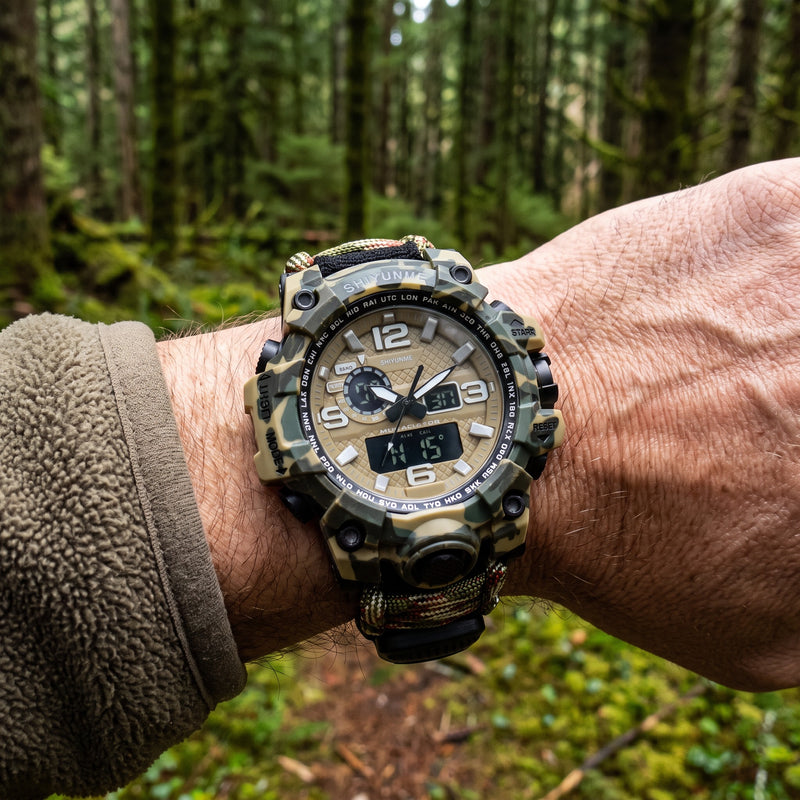 Military Hiking Watch Digital Compass Thermometer Paracord Band, product photo 5