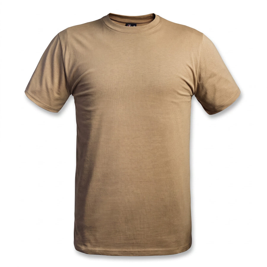 Military T Shirt Men 100% Cotton Tan Tactical Short Sleeve Tee, product photo 1