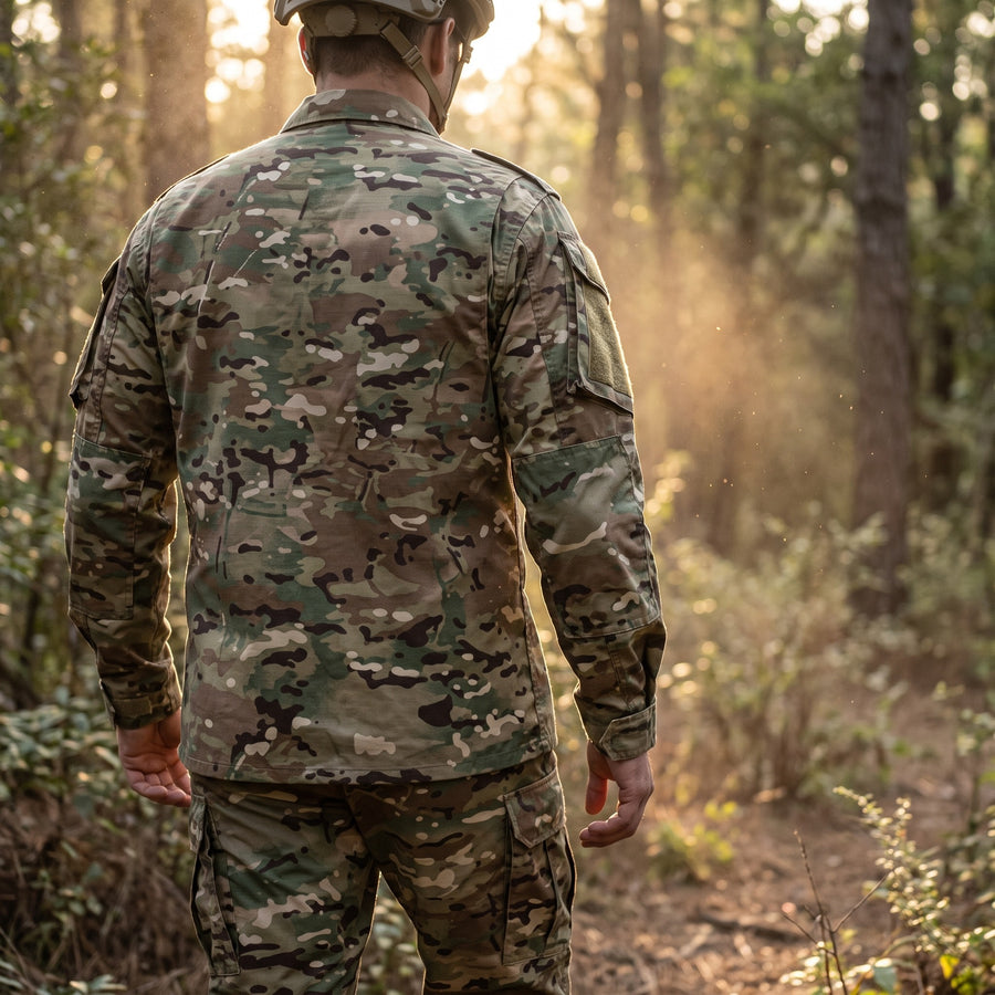 Military Uniform Set Shirt And Pants CP Camo Polyester Spandex, product photo 3