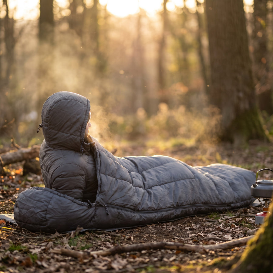 Multi Use Sleeping Bag Hooded Drawcord Rectangular All Season, product photo 3