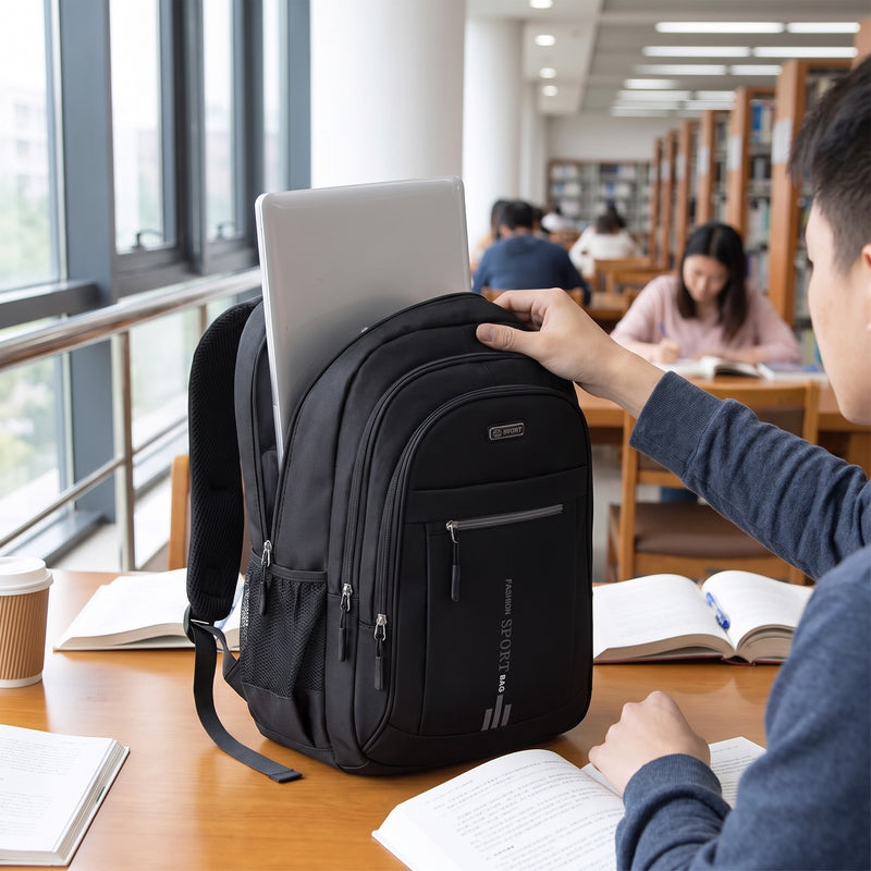 Nylon Laptop Backpack Quilted Sleeve Large Capacity Travel Daypack, product photo 5