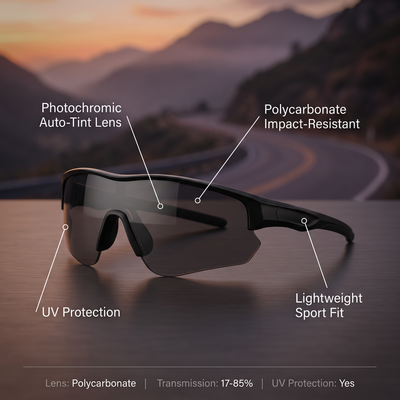 Photochromic Cycling Sunglasses UV Protection Lightweight Sports Eyewear – features and specifications overview | Great Lakes Outdoor