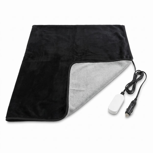 Plush 12V Heated Car Blanket Cigarette Lighter Plug Electric Throw