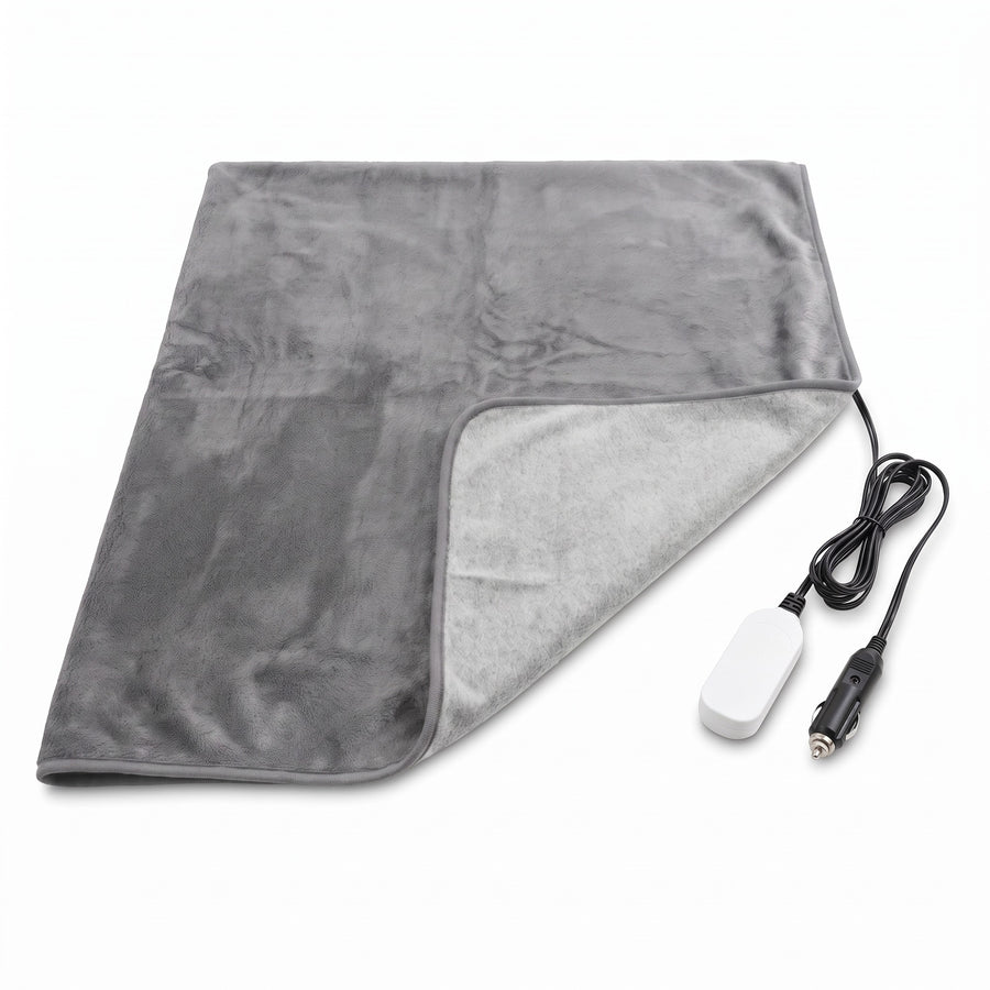 Plush 12V Heated Car Blanket Cigarette Lighter Plug Electric Throw, product photo 7