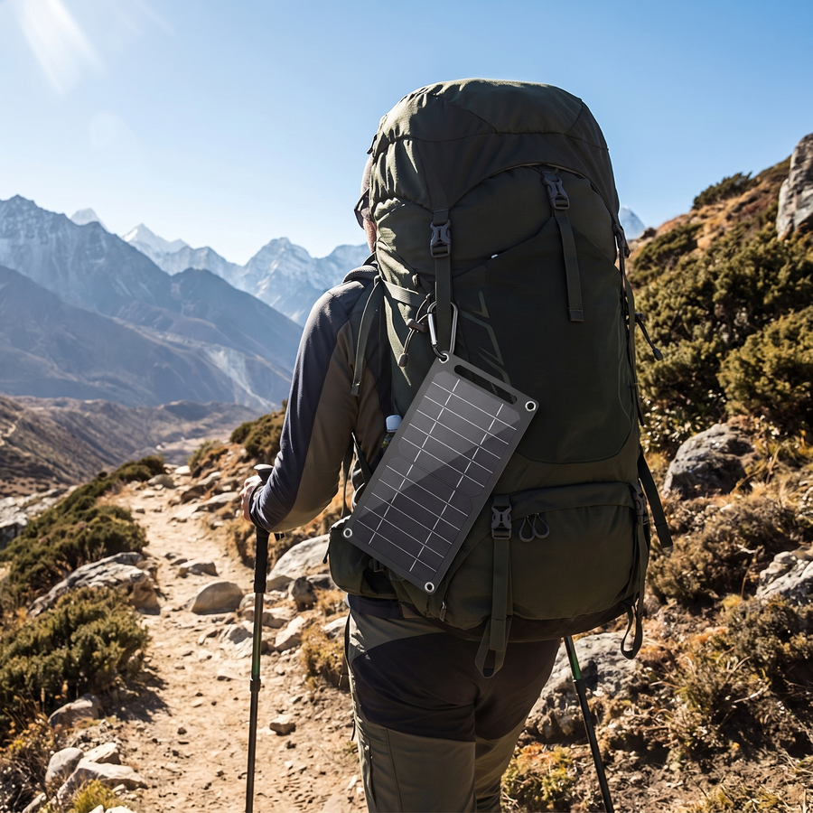 Portable Solar Charger 35W Compact USB Panel for Hiking shown in a styled home setting | Great Lakes Outdoor