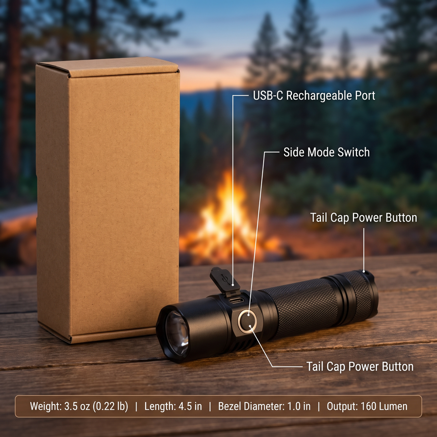 Rechargeable Compact Flashlight – 160 Lumen – product view 3 | Great Lakes Outdoor