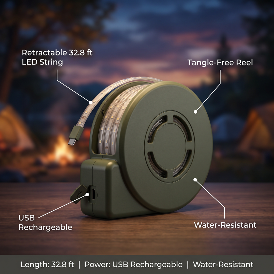 Retractable LED Camping Lights USB Rechargeable Waterproof String Lamp – features and specifications overview | Great Lakes Outdoor