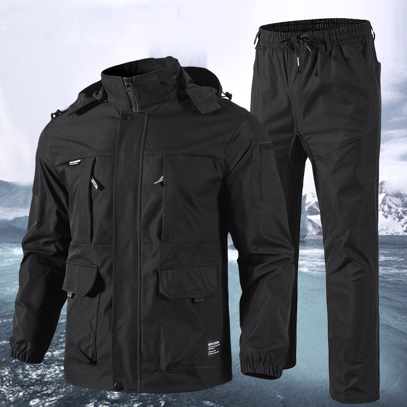 Rip-stop Clothing Suit Waterproof Tactical Uniform in Black