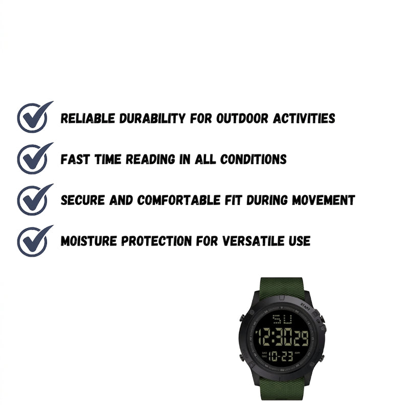 Rugged Digital Sport Watch Waterproof Outdoor Hiking Timepiece – product view 3 | Great Lakes Outdoor