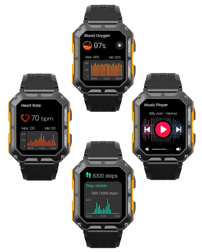 Rugged Smartwatch IP68 Waterproof Heart Rate Fitness Tracker – product view 3 | Great Lakes Outdoor