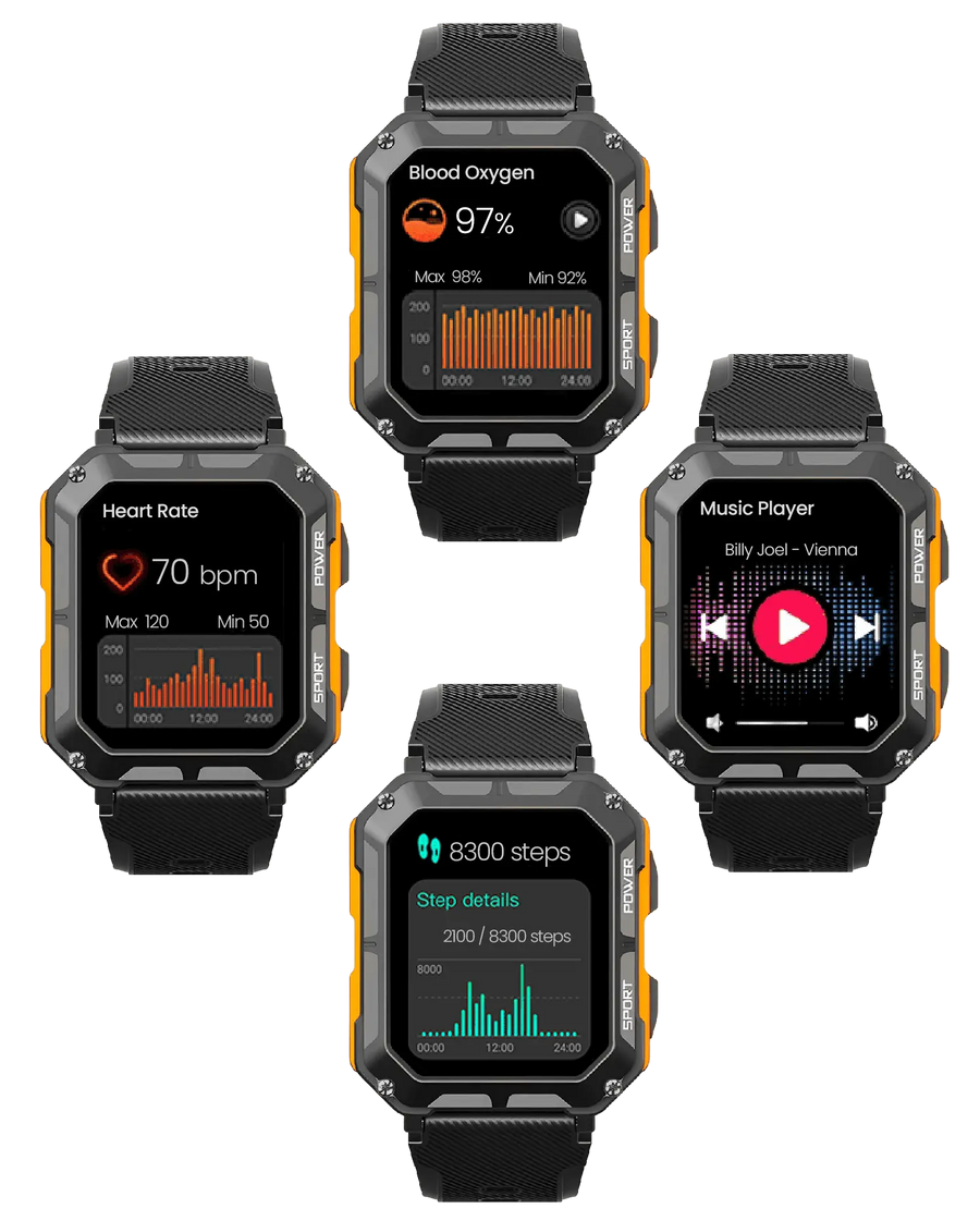 Rugged Smartwatch IP68 Waterproof Heart Rate Fitness Tracker – product view 3 | Great Lakes Outdoor