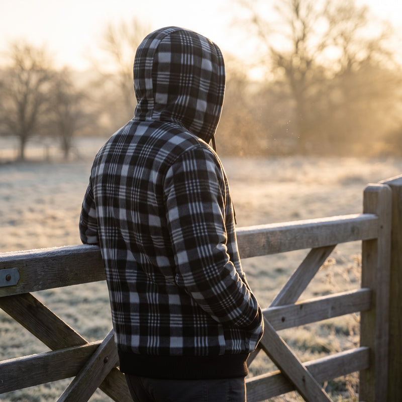 Sherpa Lined Fleece Hoodie Plaid Full Zip Warm Winter Jacket, product photo 3