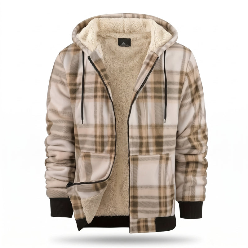 Sherpa Lined Fleece Hoodie Plaid Full Zip Warm Winter Jacket, product photo 9