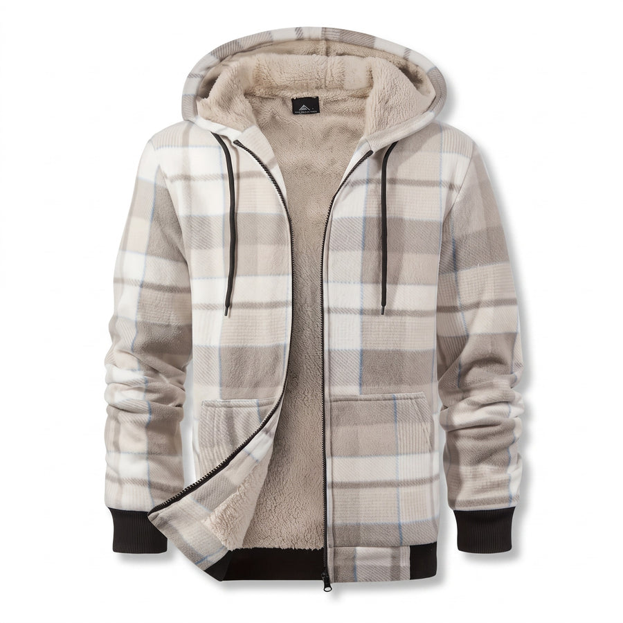Sherpa Lined Fleece Hoodie Plaid Full Zip Warm Winter Jacket, product photo 10