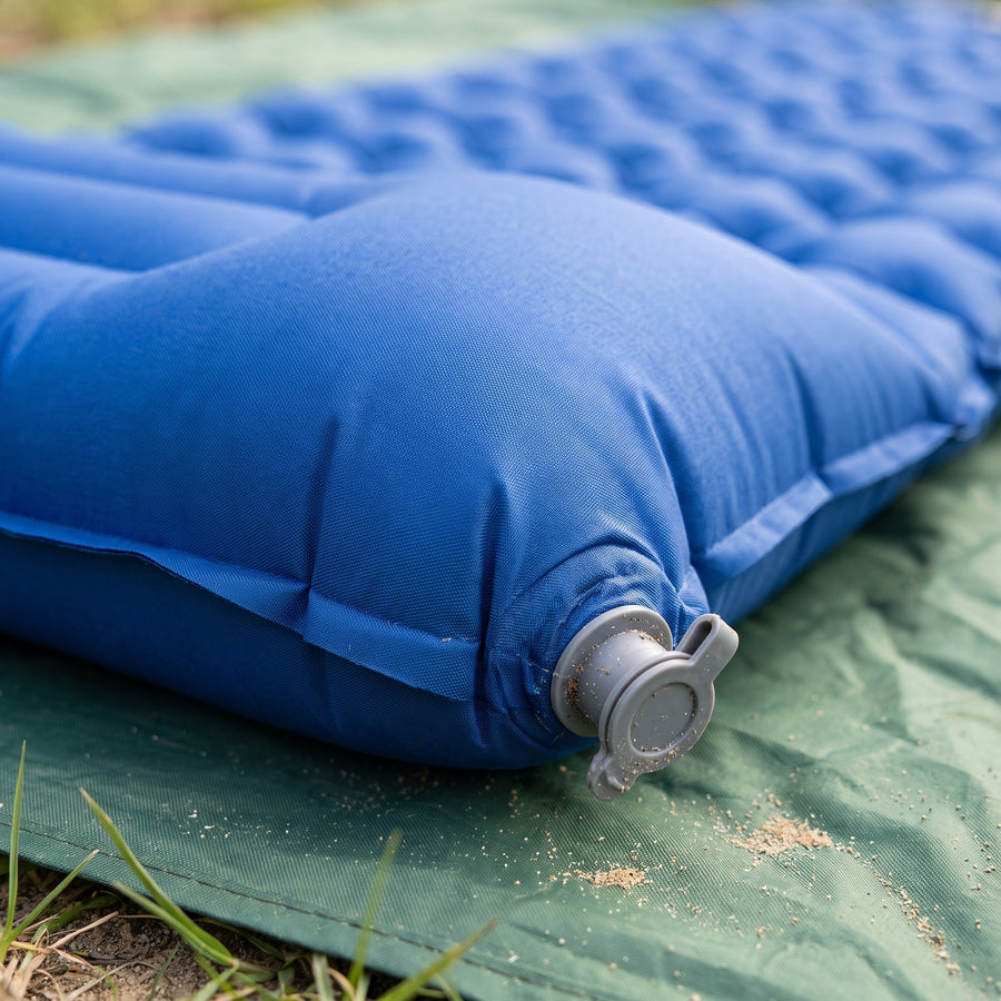Single Camping Air Mattress Hand Pump Built In Pillow Sleeping Mat, product photo 4