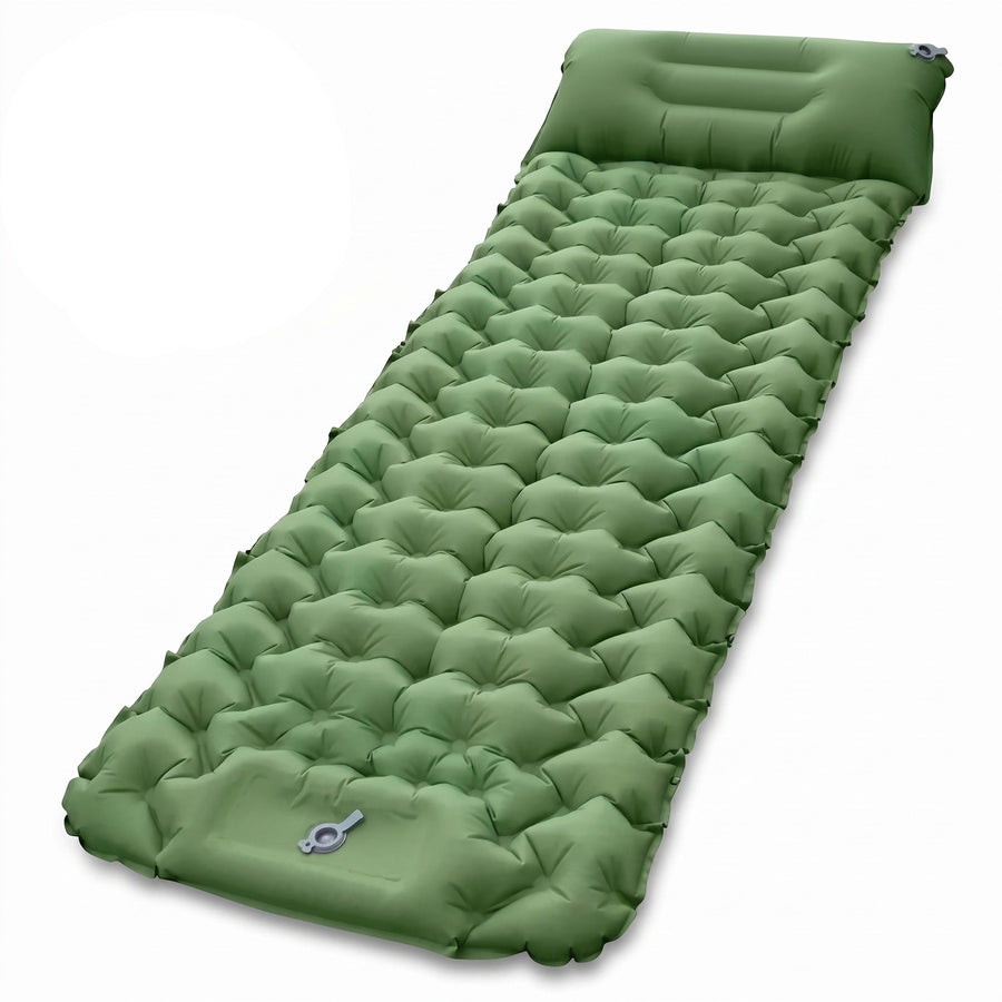 Single Camping Air Mattress Hand Pump Built In Pillow Sleeping Mat, product photo 6