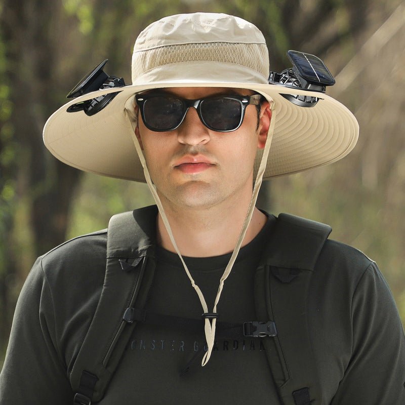 Solar-Powered Double Fan Sun Hat – Wide Brim Outdoor UV Protection Fishing Cap – product view 5 | Great Lakes Outdoor