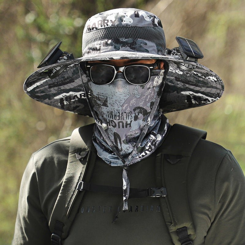 Solar-Powered Double Fan Sun Hat – Wide Brim Outdoor UV Protection Fishing Cap – product view 13 | Great Lakes Outdoor