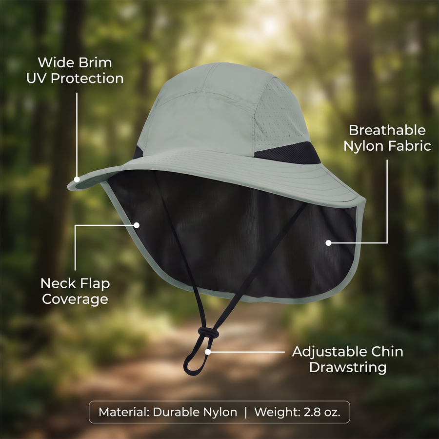 Sun Protection Hiking Hat Lightweight Neck Flap Cap – features and specifications overview | Great Lakes Outdoor