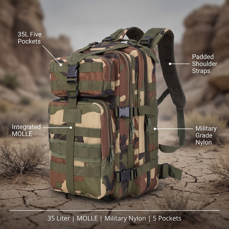 Tactical Backpack 35L MOLLE Military Nylon 5 Pocket Assault Pack, product photo 2