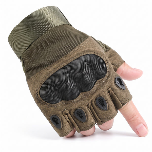 Tactical Fingerless Gloves Knuckle Protection Military Half Finger