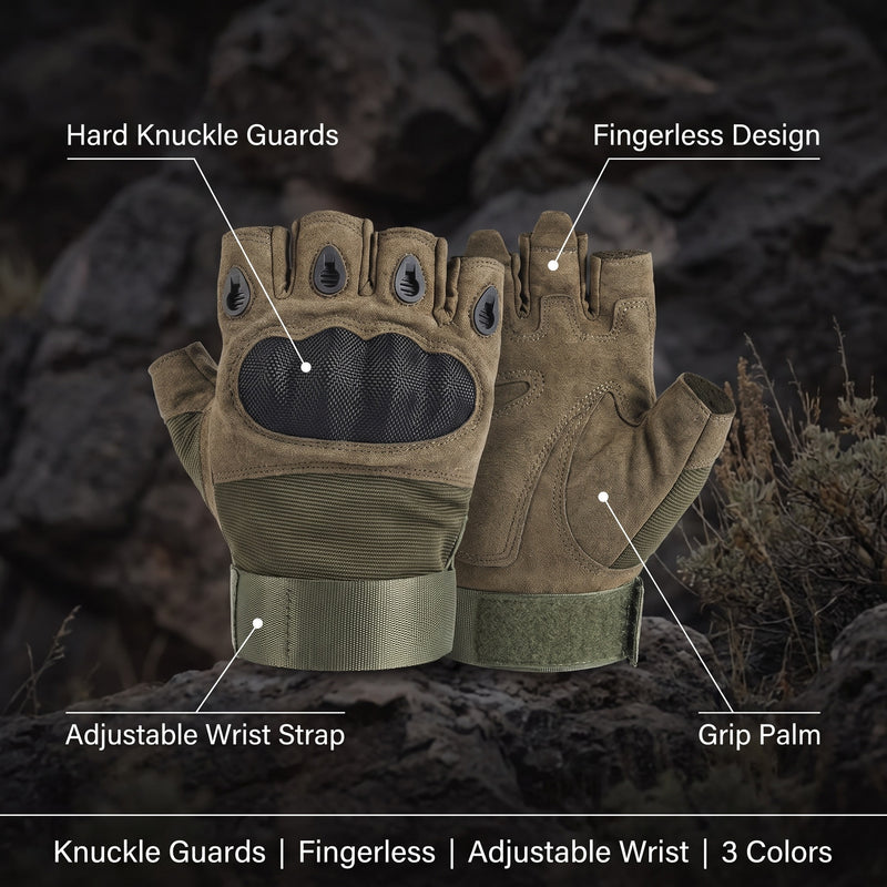 Tactical Fingerless Gloves Knuckle Protection Military Half Finger, product photo 2