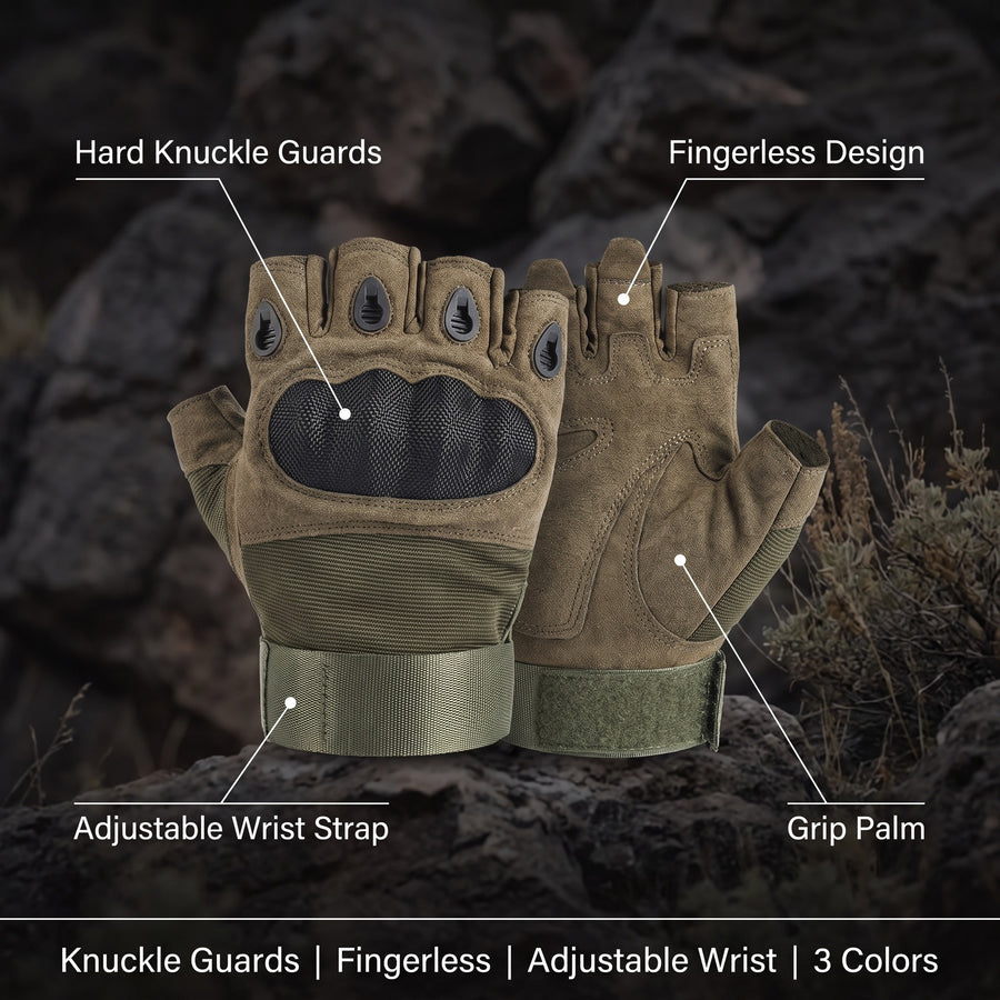 Tactical Fingerless Gloves Knuckle Protection Military Half Finger, product photo 2