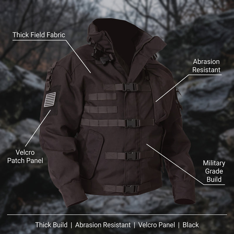 Tactical Jacket Black Thick Abrasion Resistant Military Field Coat, product photo 2