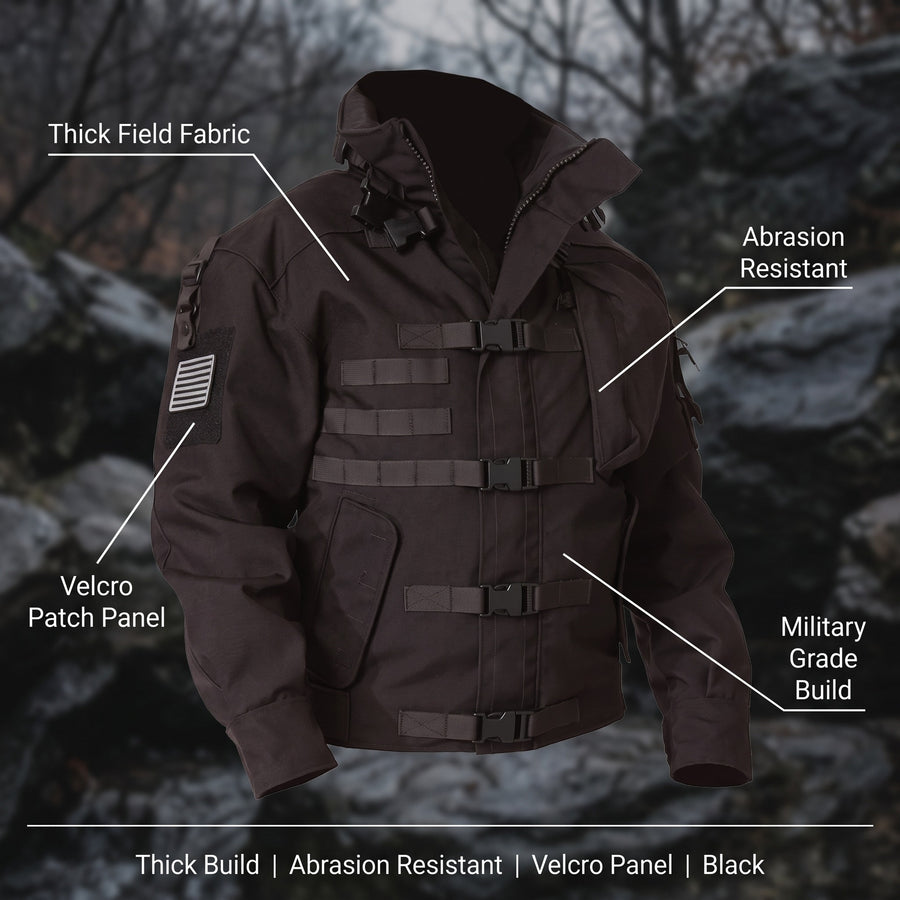 Tactical Jacket Black Thick Abrasion Resistant Military Field Coat, product photo 2