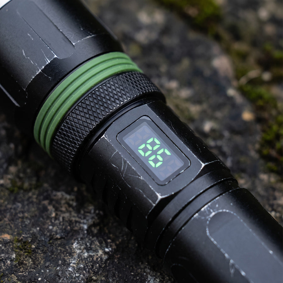Tactical LED Flashlight Zoom USB C Power Bank LCD Display Torch, product photo 4