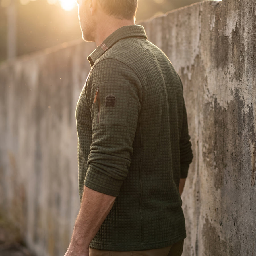 Tactical Polo Shirt Long Sleeve Quick Dry Waffle Knit Top, product photo 3